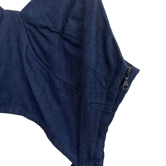 3X1 Peek-a-Boo Cutout-Waist Flared Crop Denim Jumpsuit In Colette Size M - Picture 8 of 11